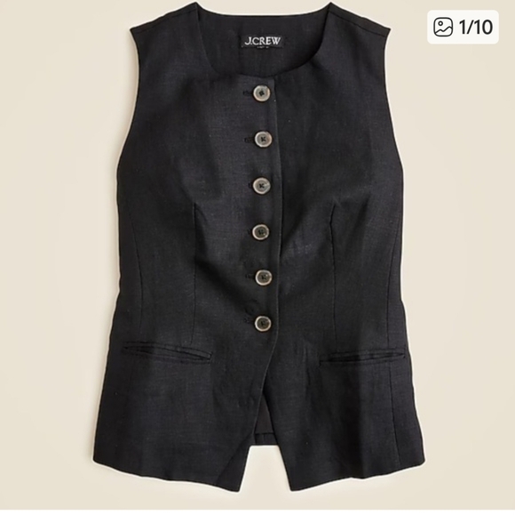 J. Crew Tops - J.Crew Cutaway vest top in linen CI544 black 2